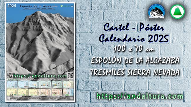 Anuncio del Póster-Calendario sobre el Espolón de la Alcazaba de una Proyección Topográfica en 3D, en formato PDF