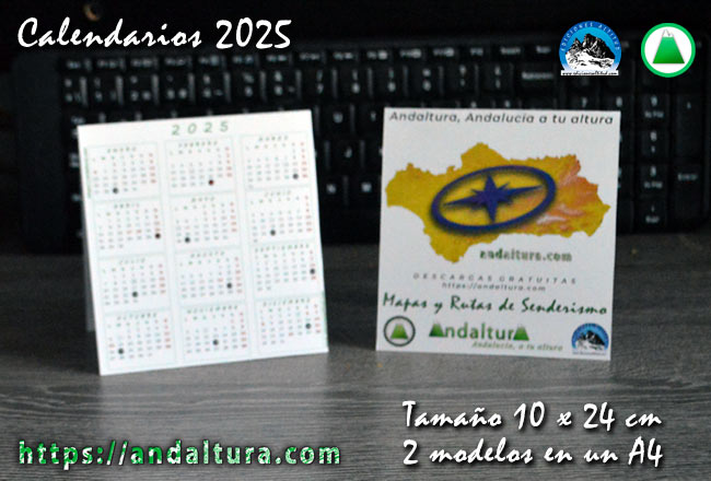 Calendarios de Sobremesa del 2025 sobre Rutas y Senderos por Andalucía - PDF gratuitos para imprimir en A4 a Alta Calidad