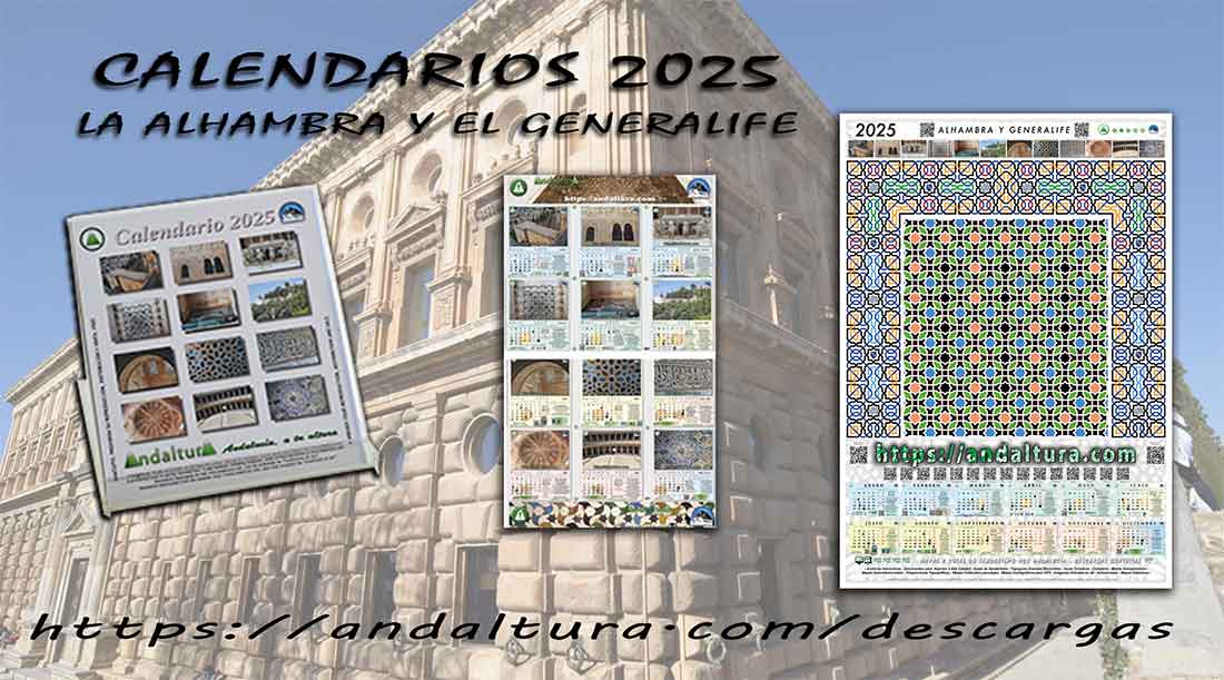 Calendarios de la Alhambra y el Generalife: Modelos PDF para imprimir a Alta Calidad en formatos A4 - A3 y 100 x 70 cm