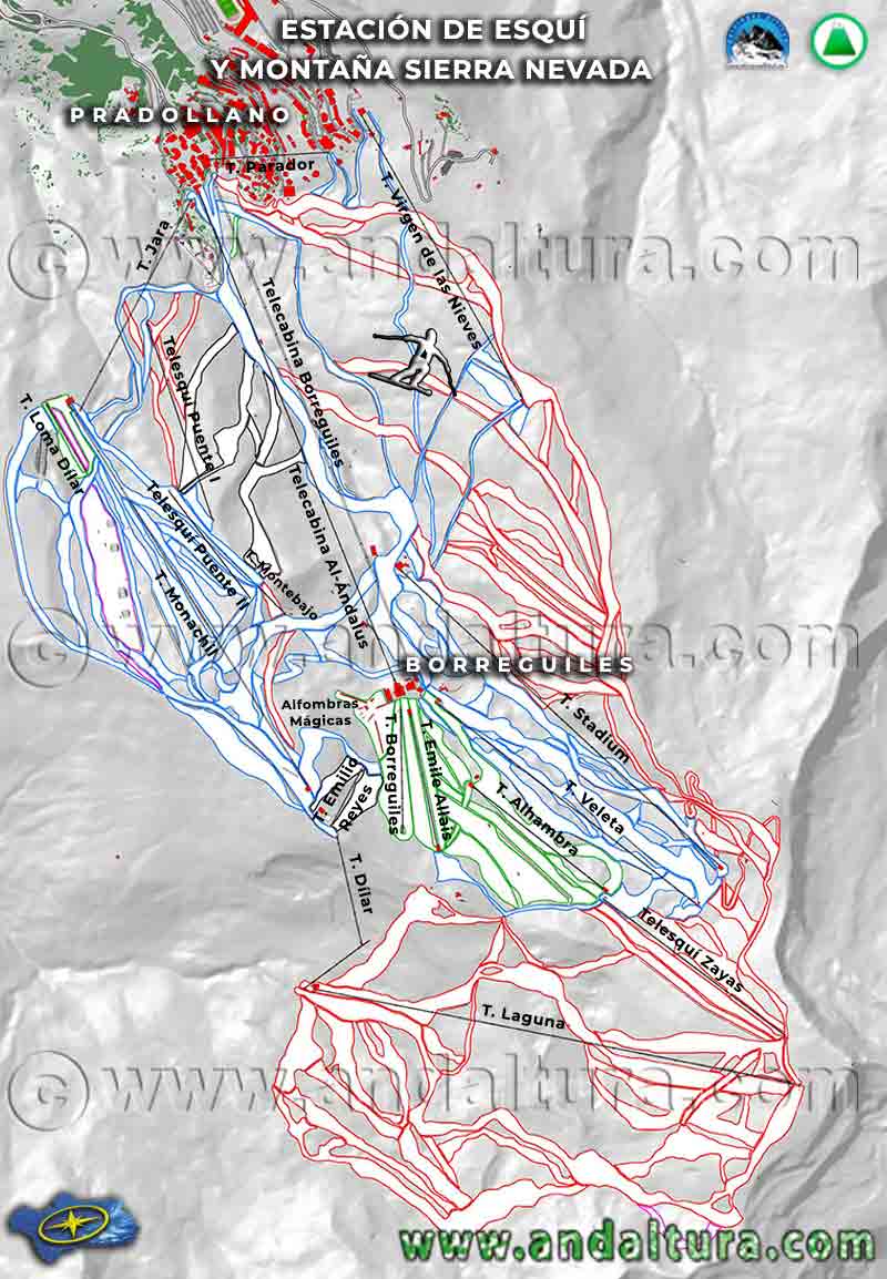 Mapa de Pistas y Remontes de la Estación de Esquí Sierra Nevada en la Temporada 2024 - 2025
