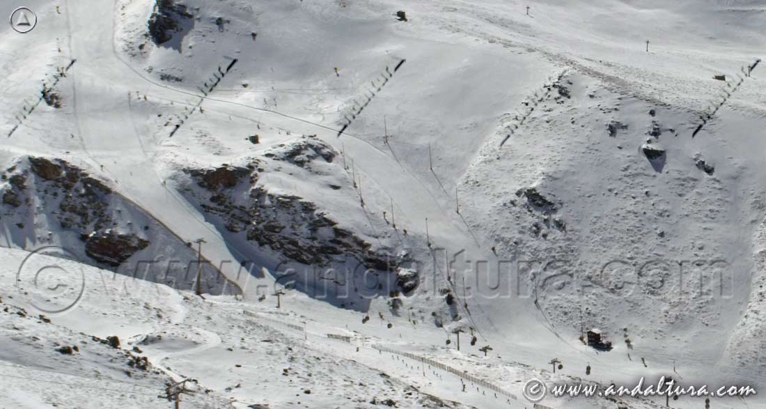 Pistas negras tratadas y pisada para el Esqui en Sierra Nevada: Fuente del Tesoro, El Paso, Tubo del Enebro y Neveros