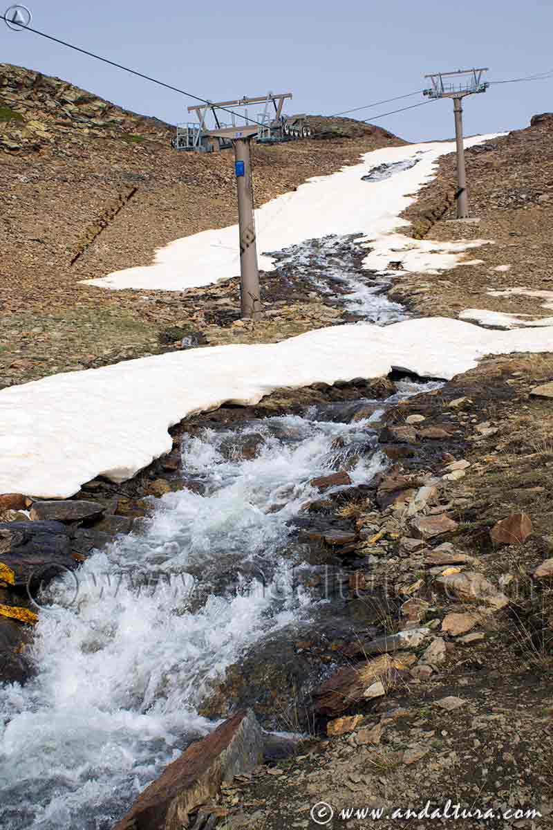 Deshielo en la cabecera del río Monachil en el Panderón del Veleta
