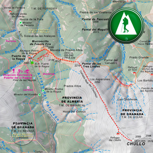 Recorte del Mapa de la Ruta Puerta de la Ragua - Chullo de Andaltura