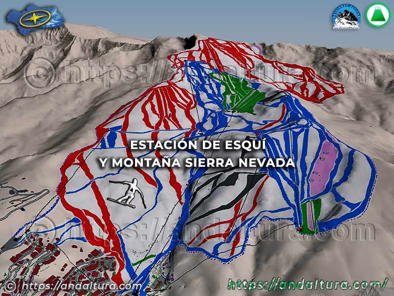 Imagen virtual con plano general de la estación de esquí de Sierra Nevada.