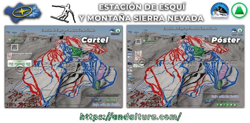 PDF del modelo 1 de los Planos de pistas y remontes de Sierra Nevada en A3 y gran formato