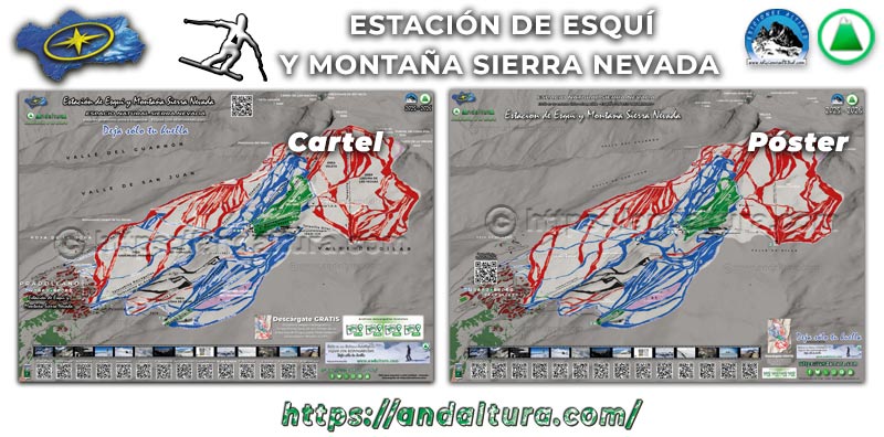 PDF del modelo 2 de los Planos de pistas y remontes de Sierra Nevada en A3 y gran formato