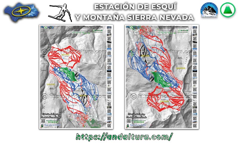 Ejemplo del Cartel del PDF interactivo del Plano de pistas de Sierra Nevada, vertiente norte y sur
