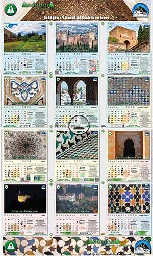 Calendario de pared A3 2026 dedicado a la Alhambra y el Generalife