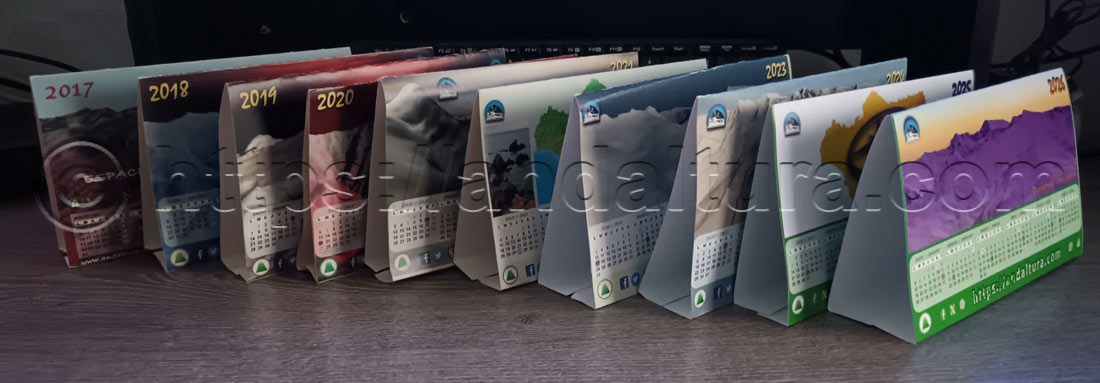 Modelos de Calendarios de Andaltura sobre Andalucía de los modelos plegados del formato A4