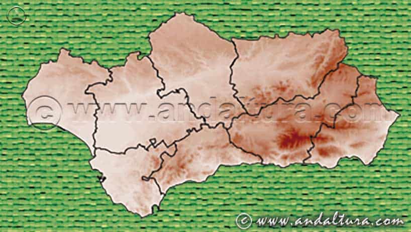 Mapa de Andalucía que muestra la presencia de Calopteryx virgo -Bella dama- en la región