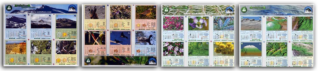 Modelos de los PDF semestrales de los Calendarios de Andalucía en formato A3