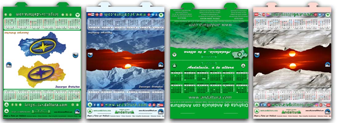 Modelos de los archivos PDF de los Calendarios de Sobremesa plegados en Formato A4 de Andaltura para recortar y montar