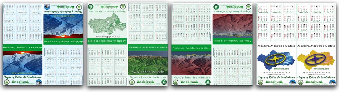 Modelos de los archivos PDF de los Calendarios de Sobremesa en Formato A4 de Andaltura para recortar